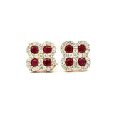 Diamond and Ruby Clover Stud Earrings - KFK, Inc.