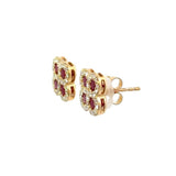 Diamond and Ruby Clover Stud Earrings - KFK, Inc.