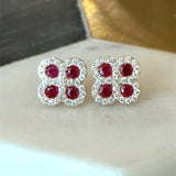 Diamond and Ruby Clover Stud Earrings - KFK, Inc.