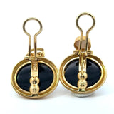 Elizabeth Locke 18KT Gold Onyx and Pearl Intaglio Earrings - KFK, Inc.