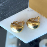 Elizabeth Locke 18KT Yellow Gold Hammered Half - Hoop Earrings KFK Jewelers Los Angeles