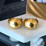 Elizabeth Locke 18KT Yellow Gold Hammered Half - Hoop Earrings KFK Jewelers Los Angeles