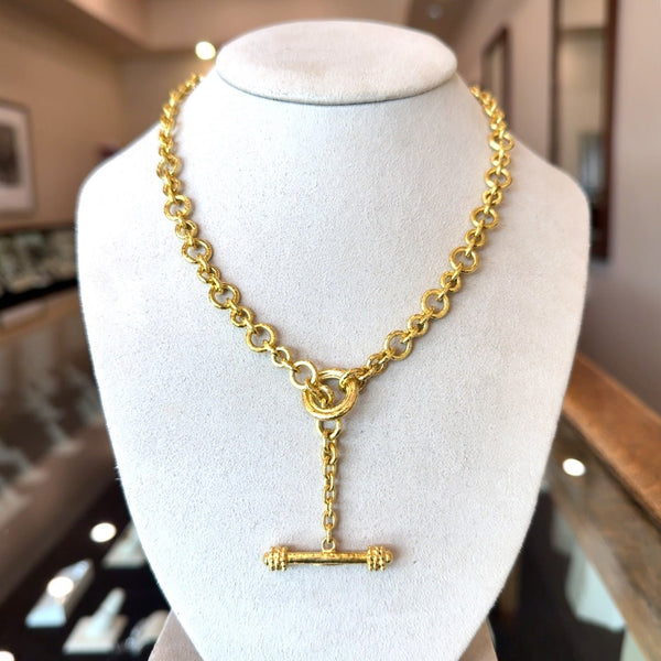 Elizabeth Locke 18KT Yellow Gold Lariat Toggle Chain - KFK, Inc.