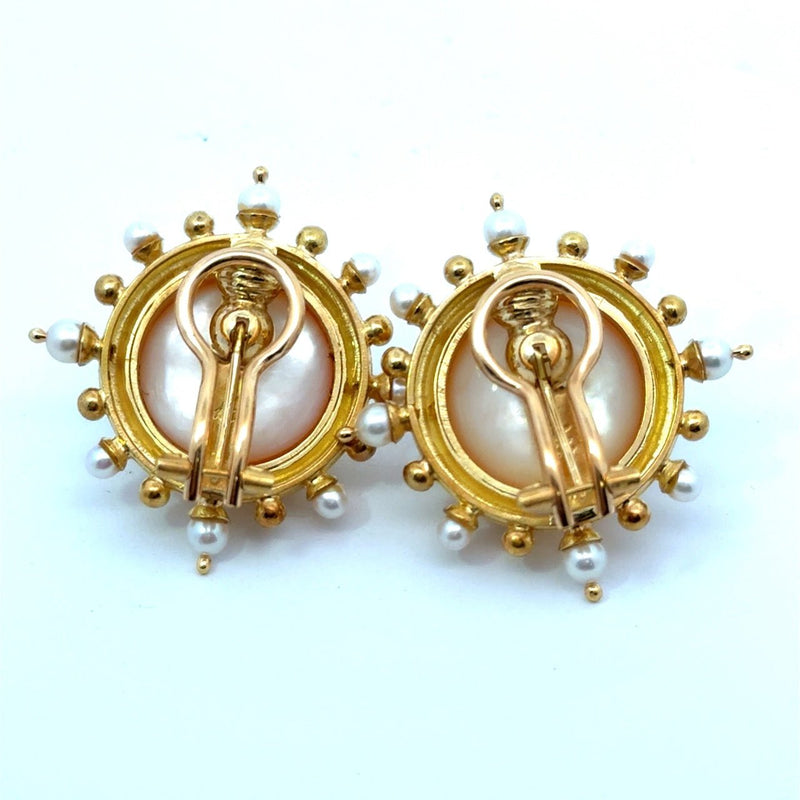 Elizabeth Locke 18KT Yellow Gold Mabe Pearl Earrings - KFK, Inc.