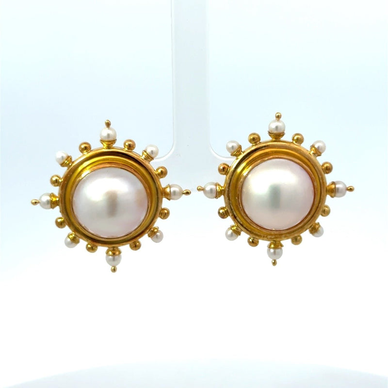 Elizabeth Locke 18KT Yellow Gold Mabe Pearl Earrings - KFK, Inc.