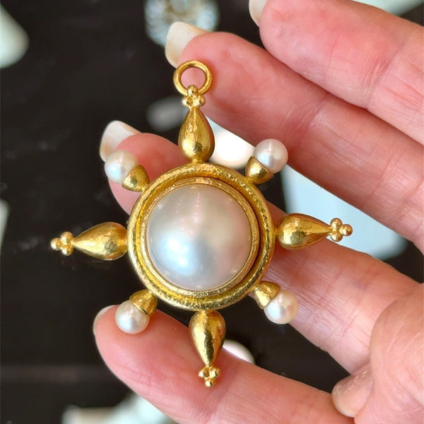 Elizabeth Locke 18KT Yellow Gold Mabe Pearl Pendant Brooch - KFK, Inc.