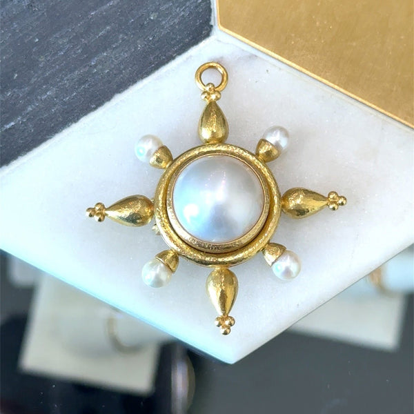 Elizabeth Locke 18KT Yellow Gold Mabe Pearl Pendant Brooch - KFK, Inc.