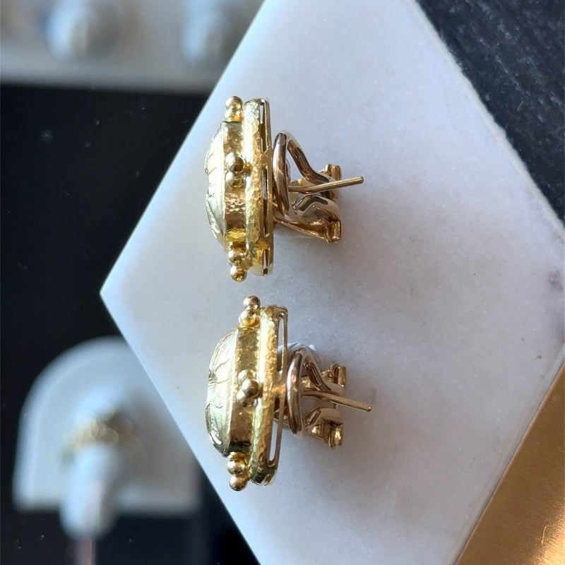 Elizabeth Locke 19K Yellow Gold Triad Cushion "Fat Bee" Earrings - KFK, Inc.