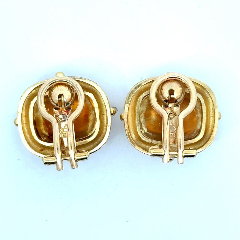 Elizabeth Locke 19K Yellow Gold Triad Cushion "Fat Bee" Earrings - KFK, Inc.
