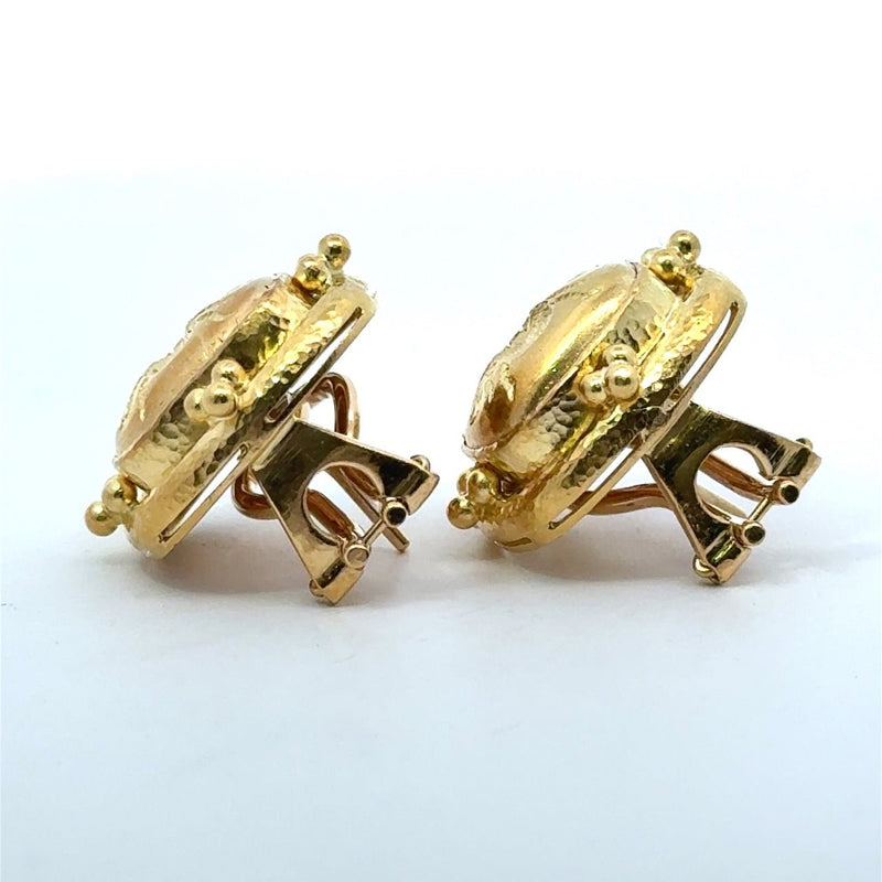 Elizabeth Locke 19K Yellow Gold Triad Cushion "Fat Bee" Earrings - KFK, Inc.