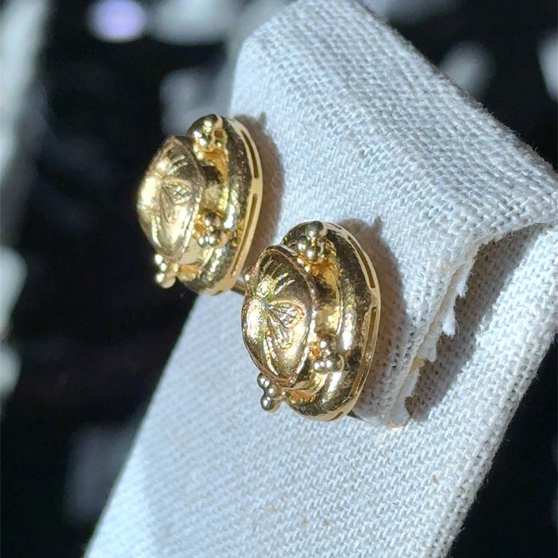 Elizabeth Locke 19K Yellow Gold Triad Cushion "Fat Bee" Earrings - KFK, Inc.