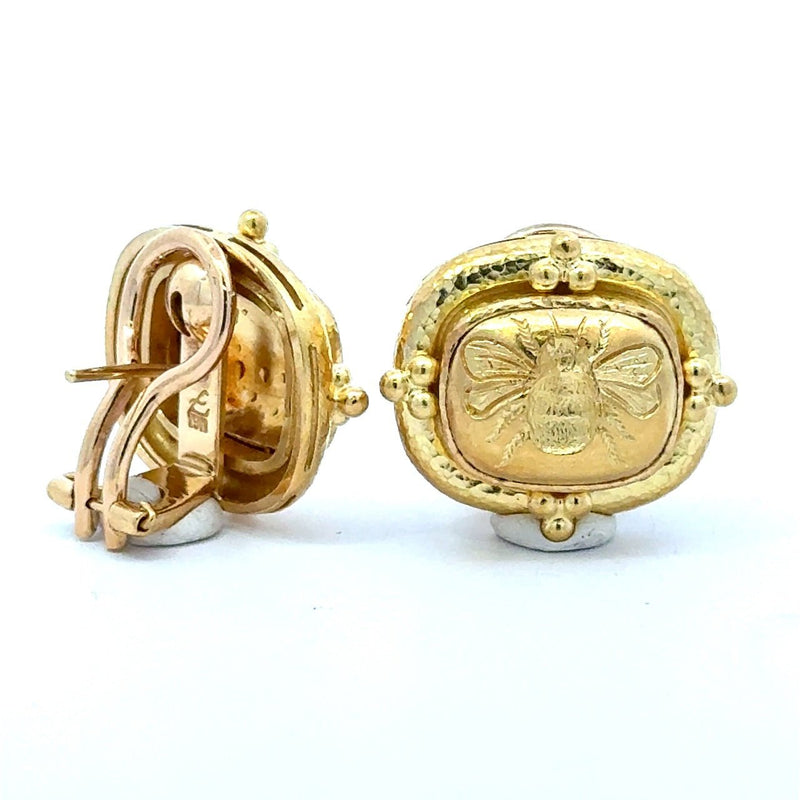 Elizabeth Locke 19K Yellow Gold Triad Cushion "Fat Bee" Earrings - KFK, Inc.