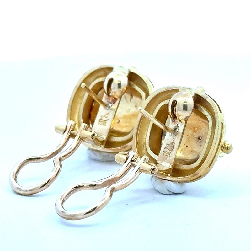 Elizabeth Locke 19K Yellow Gold Triad Cushion "Fat Bee" Earrings - KFK, Inc.