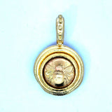 Elizabeth Locke 19KT Yellow Gold Bee Pendant with Enhancer KFK Jewelers Los Angeles