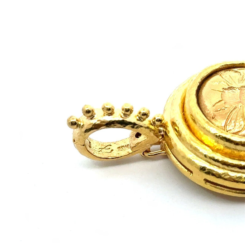 Elizabeth Locke 19KT Yellow Gold Bee Pendant with Enhancer KFK Jewelers Los Angeles