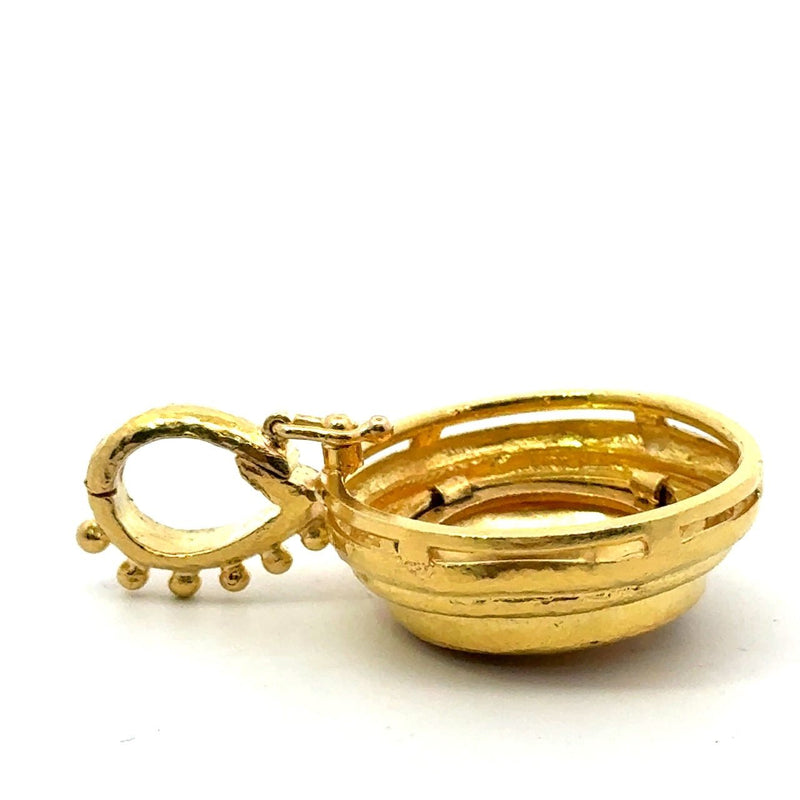 Elizabeth Locke 19KT Yellow Gold Bee Pendant with Enhancer KFK Jewelers Los Angeles