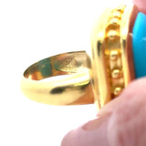 Elizabeth Locke 19KT yellow gold bezel-set turquoise cocktail ring KFK Jewelers Los Angeles