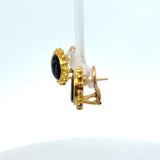 Elizabeth Locke Carved Intaglio Onyx 19KT Gold Earrings KFK Jewelers Los Angeles