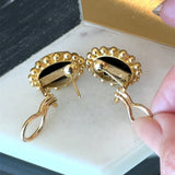 Elizabeth Locke Carved Intaglio Onyx 19KT Gold Earrings KFK Jewelers Los Angeles
