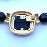 Elizabeth Locke Onyx Beaded Necklace with Bee Intaglio Pendant set in 18KT Yellow Gold  KFK Jewelers Los Angeles