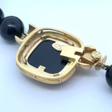 Elizabeth Locke Onyx Beaded Necklace with Bee Intaglio Pendant set in 18KT Yellow Gold  KFK Jewelers Los Angeles
