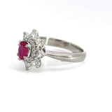 Estate Ruby and Diamond Platinum Cluster Ring - KFK, Inc.