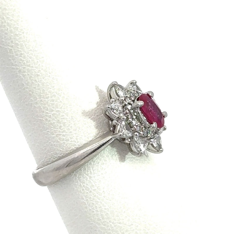 Estate Ruby and Diamond Platinum Cluster Ring - KFK, Inc.