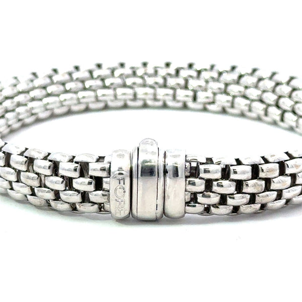 Fope Italy 18KT White Gold Flexible Brick Link Bracelet - KFK, Inc.