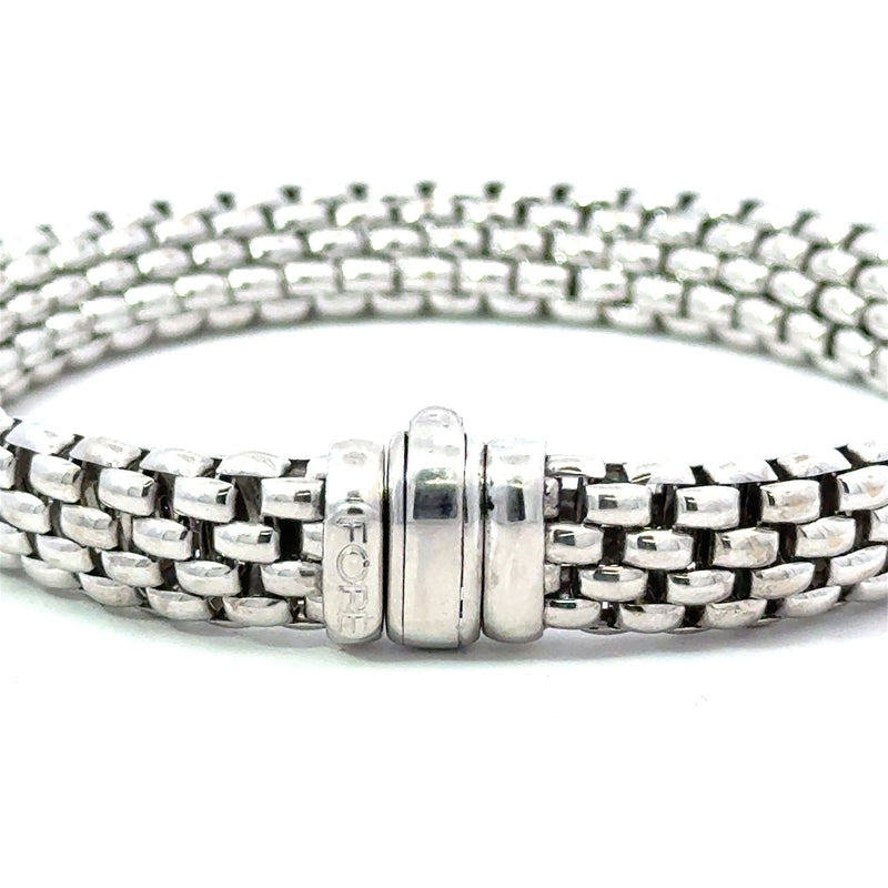 Fope Italy 18KT White Gold Flexible Brick Link Bracelet - KFK, Inc.
