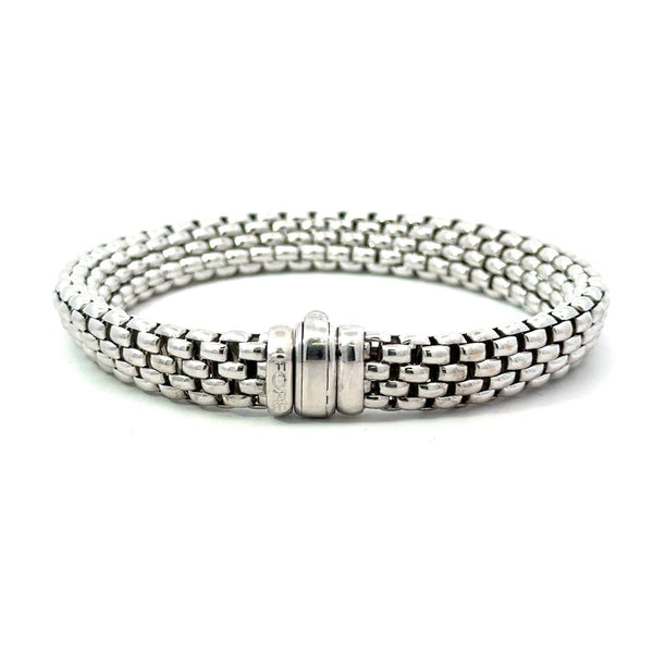 Fope Italy 18KT White Gold Flexible Brick Link Bracelet - KFK, Inc.
