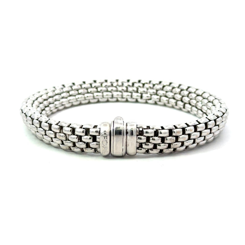 Fope Italy 18KT White Gold Flexible Brick Link Bracelet - KFK, Inc.