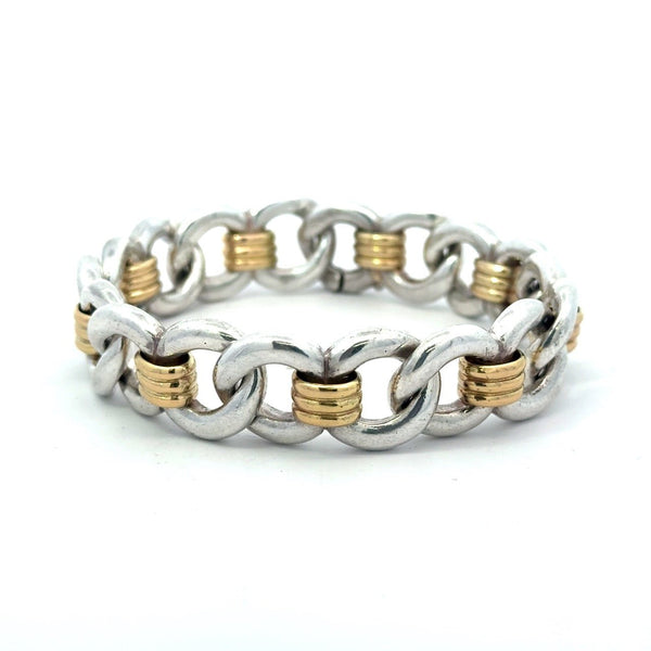Hermès Sterling Silver and 18KT Yellow Gold Link Bracelet - KFK, Inc.