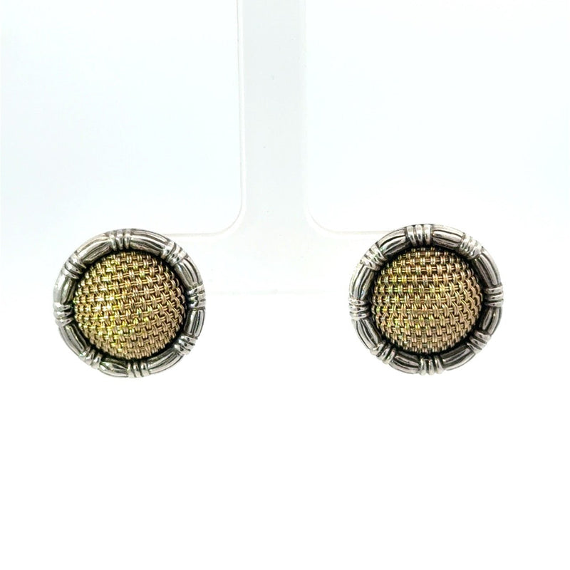 John Hardy 18KT Gold and Silver Basket Weave Earrings - KFK, Inc.