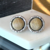 John Hardy 18KT Gold and Silver Basket Weave Earrings - KFK, Inc.