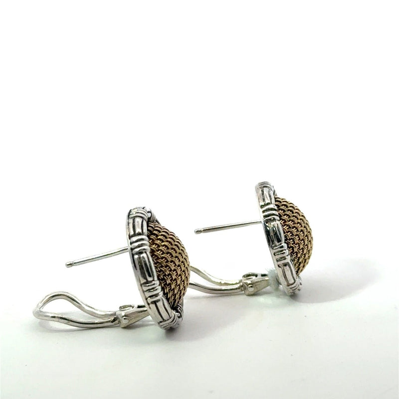 John Hardy 18KT Gold and Silver Basket Weave Earrings - KFK, Inc.