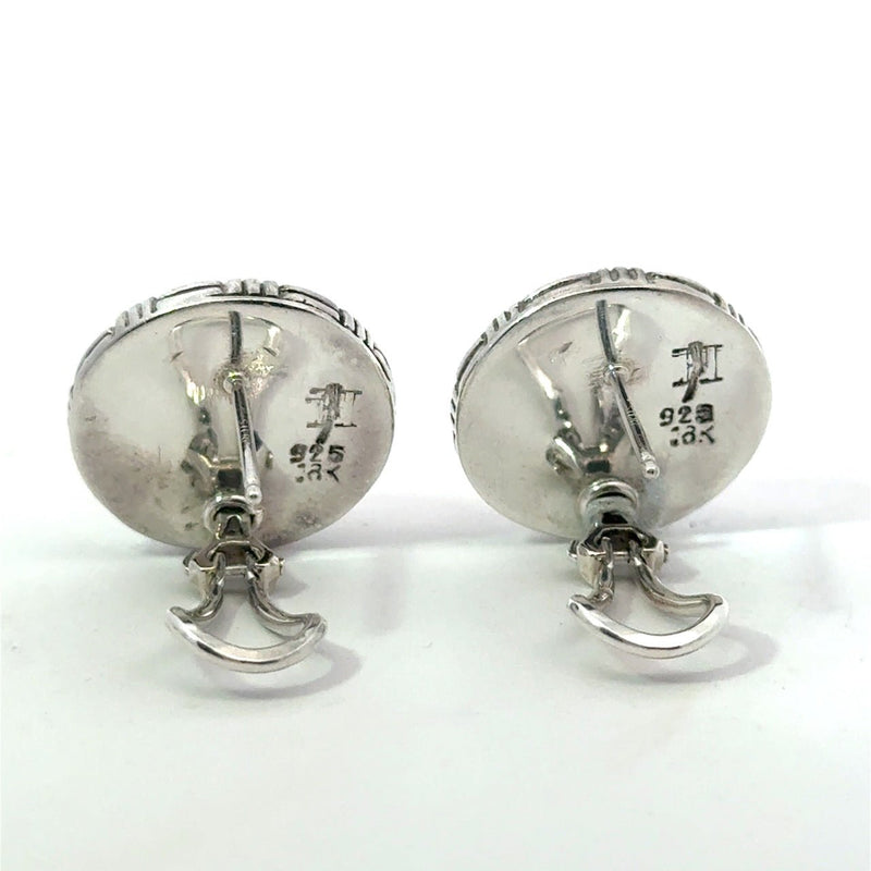 John Hardy 18KT Gold and Silver Basket Weave Earrings - KFK, Inc.