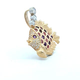 Kabana 14KT Yellow Gold Diamond and Gemstone Fish Pendant - KFK, Inc.