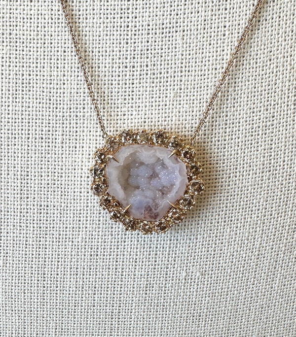 Kimberly McDonald Geode and Champagne Diamond 18KT Rose Gold Necklace - KFK, Inc.