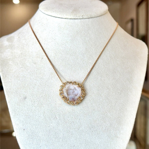 Kimberly McDonald Geode and Champagne Diamond 18KT Rose Gold Necklace - KFK, Inc.