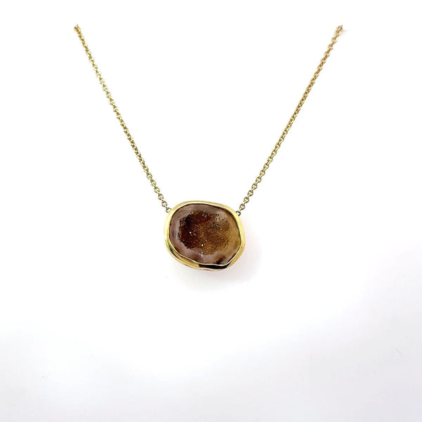 Kimberly McDonald KMD Natural Brown Geode 18KT Yellow Gold Pendant Necklace - KFK Jewelers