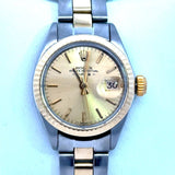 Ladies 26mm Rolex Date, 14KT Yellow Gold Stainless Steel - KFK, Inc.