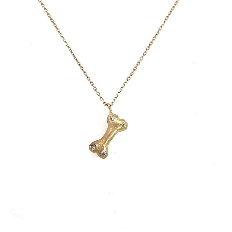 Made-to-Order 14KT Gold Diamond Dog Bone Pendant - KFK, Inc.