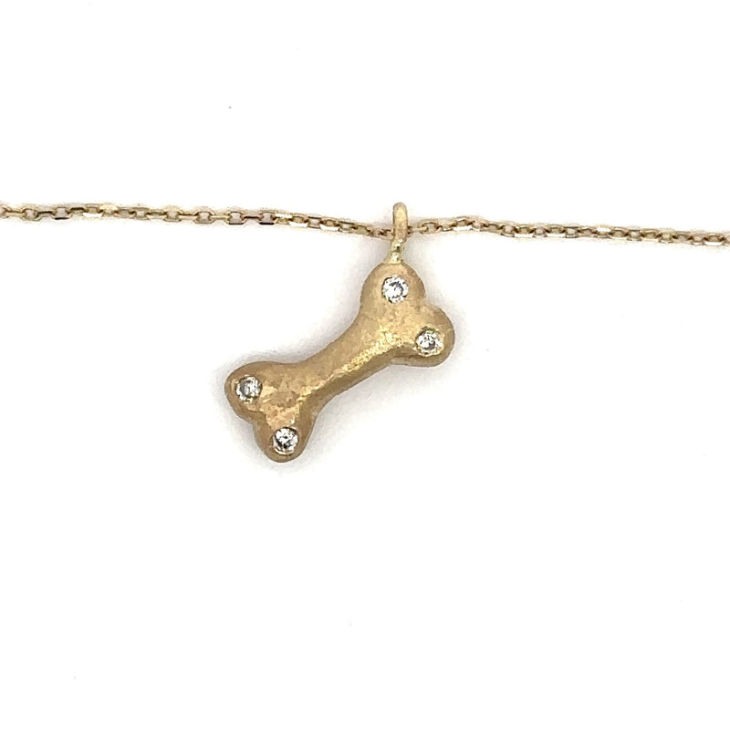 Made-to-Order 14KT Gold Diamond Dog Bone Pendant - KFK, Inc.