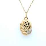 Monica Rich Kosann 18KT Gold Neptune Shell Diamond Locket Necklace - KFK, Inc.