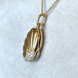 Monica Rich Kosann 18KT Gold Neptune Shell Diamond Locket Necklace - KFK, Inc.