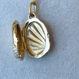 Monica Rich Kosann 18KT Gold Neptune Shell Diamond Locket Necklace - KFK, Inc.