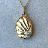 Monica Rich Kosann 18KT Gold Neptune Shell Diamond Locket Necklace - KFK, Inc.