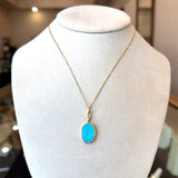 Monica Rich Kosann 18KT Oval Turquoise Locket Necklace - KFK, Inc.
