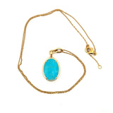 Monica Rich Kosann 18KT Oval Turquoise Locket Necklace - KFK, Inc.