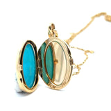 Monica Rich Kosann 18KT Oval Turquoise Locket Necklace - KFK, Inc.